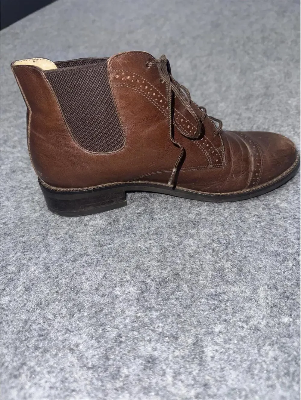 Ariat ATS Womens Chelsea  6 M Brown Leather Lace Up Boots Work Ankle Round Toe